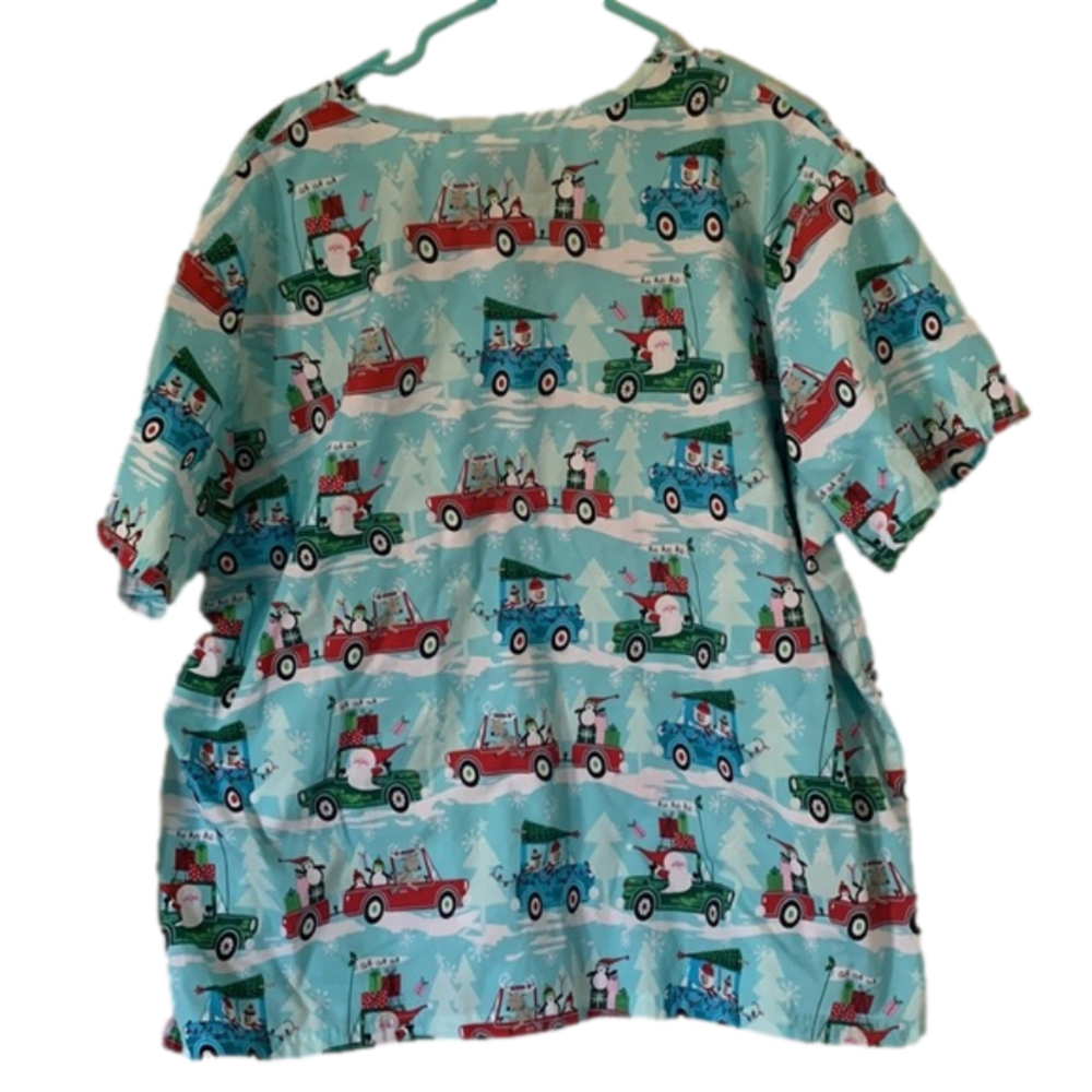 Uniform Advantage Christmas Holiday Santa Scrub Medical Butter Soft Top — image 2 of 6